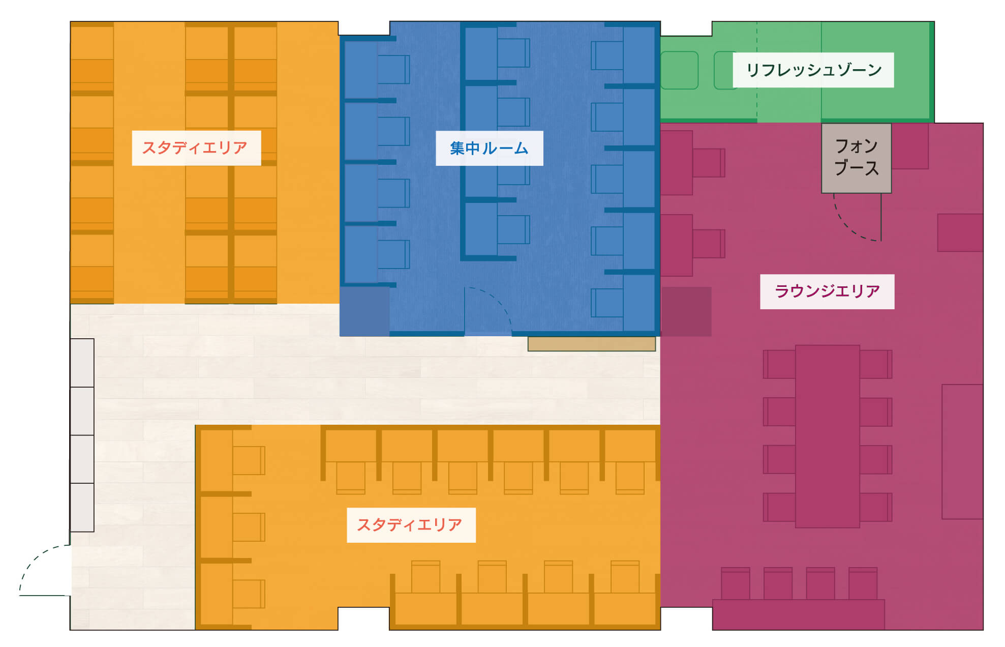 スタディプレイスのフロアマップ