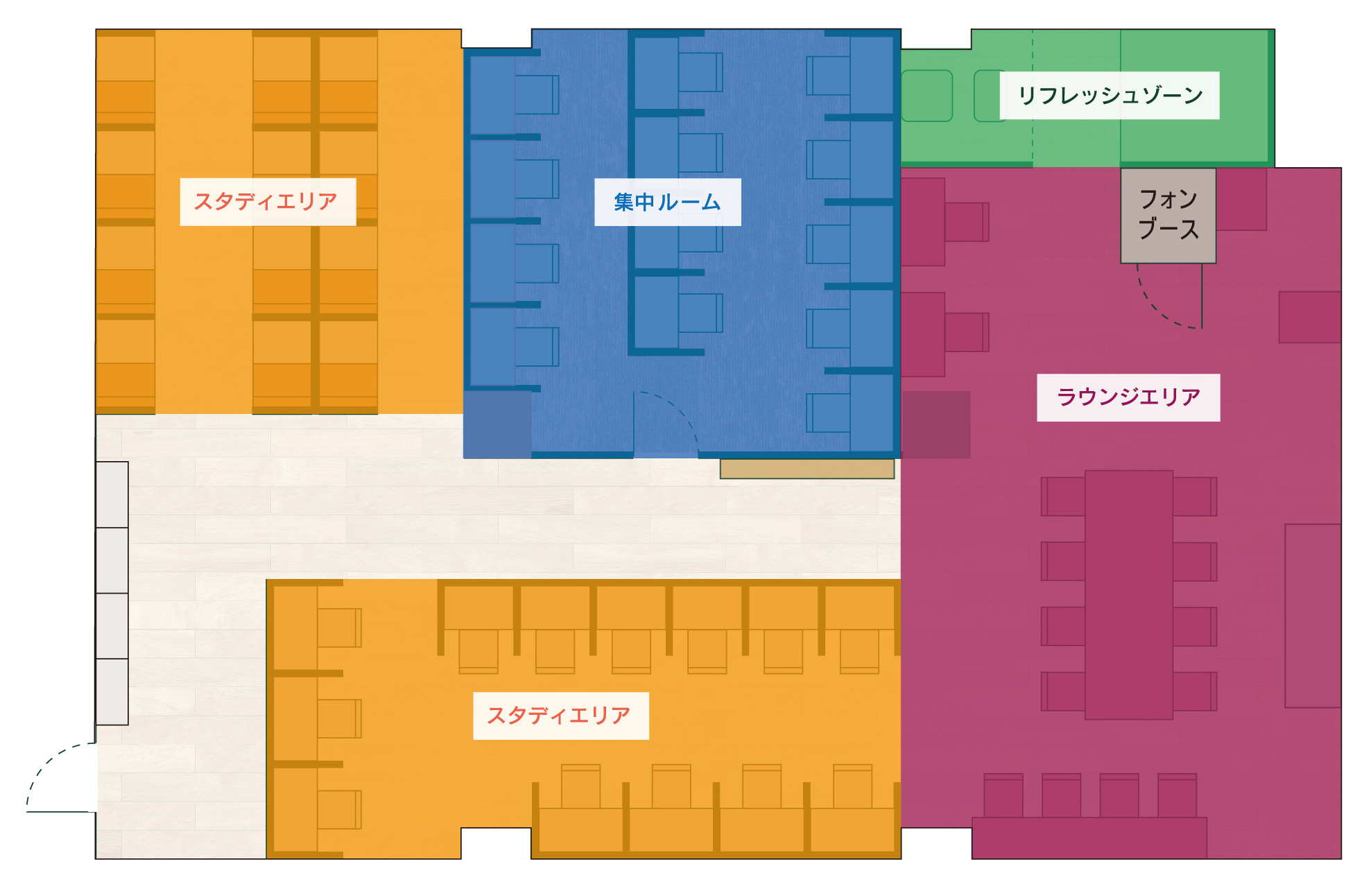 スタディプレイスのフロアマップ